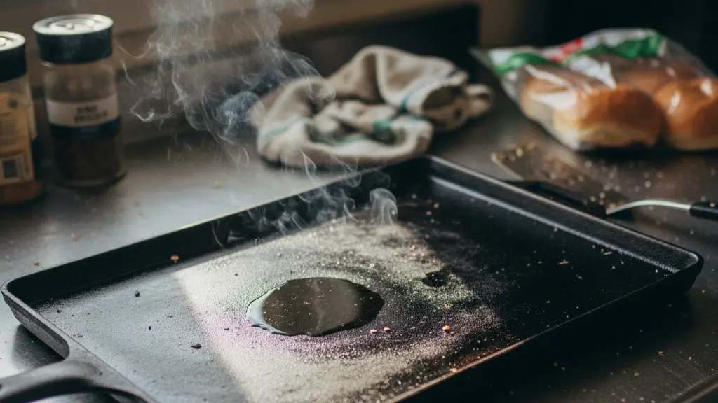 Plancha de hierro fundido caliente